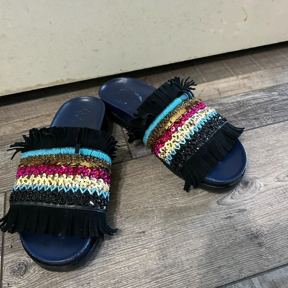 Tory Burch Isle Slide Embellished Slip-on Sandals slides
